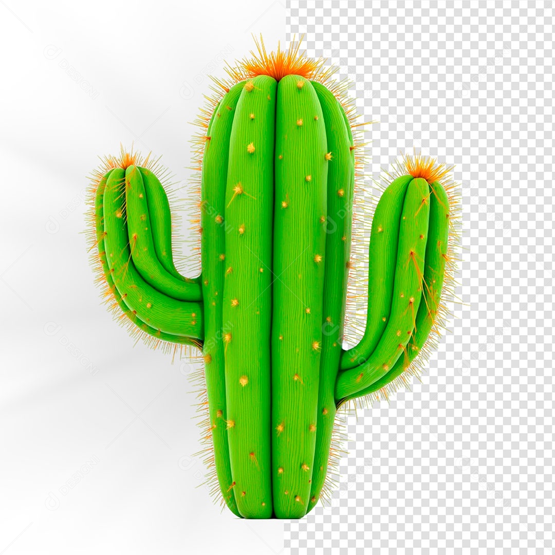 Cacto Elemento 3D de São João Para Composição PSD