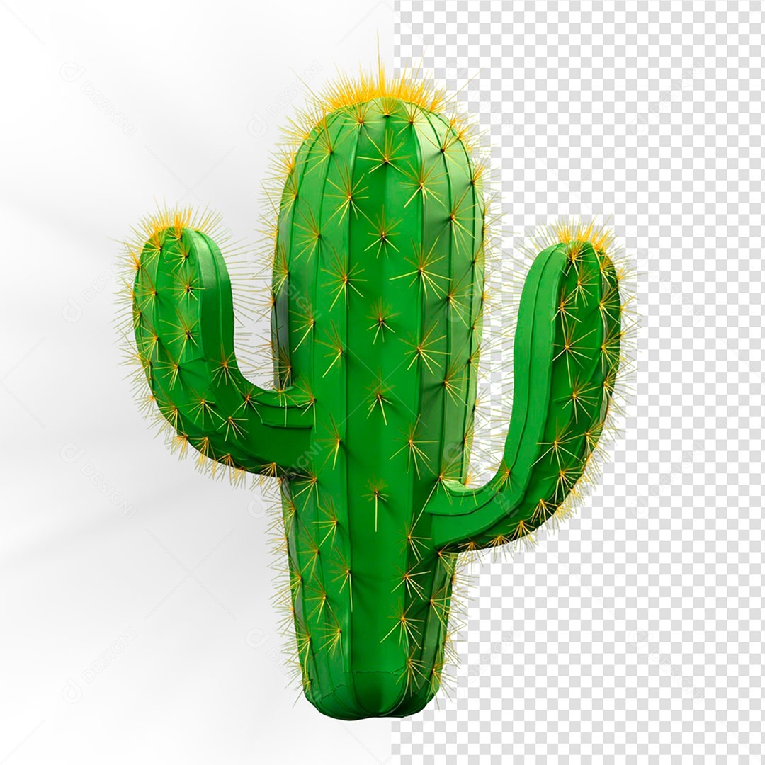 Cacto Elemento 3D de São João Para Composição PSD