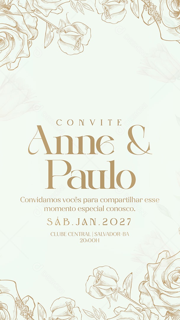 Story Convite de Casamento Social Media PSD Editável