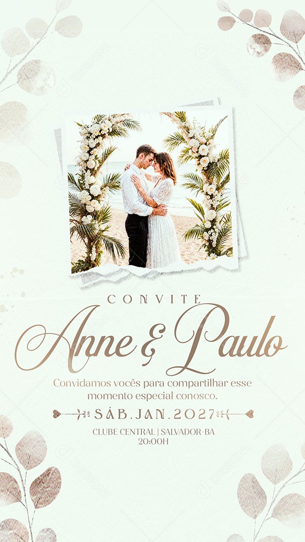 Story Convite de Casamento Social Media PSD Editável