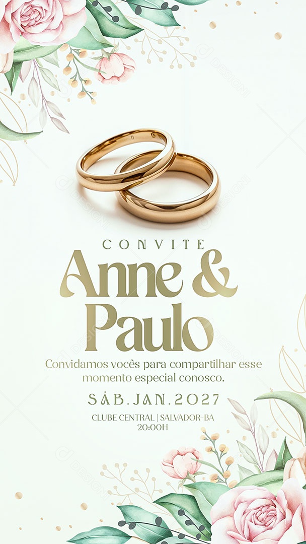 Story Convite de Casamento Social Media PSD Editável