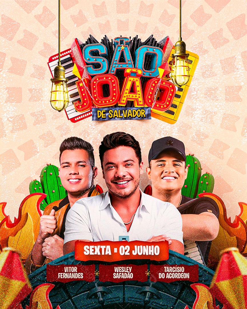 Flyer São João de Salvador Social Media PSD Editável