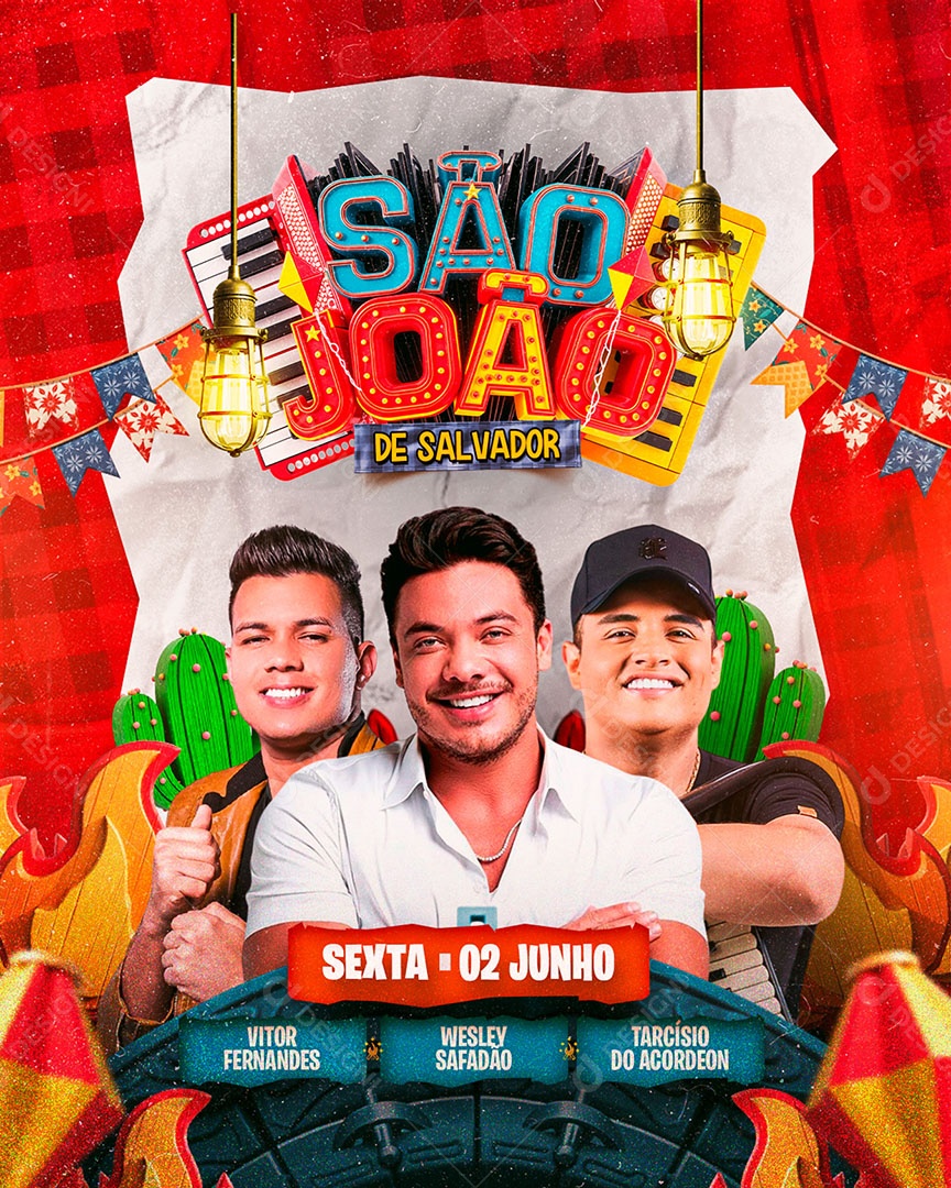 Flyer São João de Salvador Social Media PSD Editável