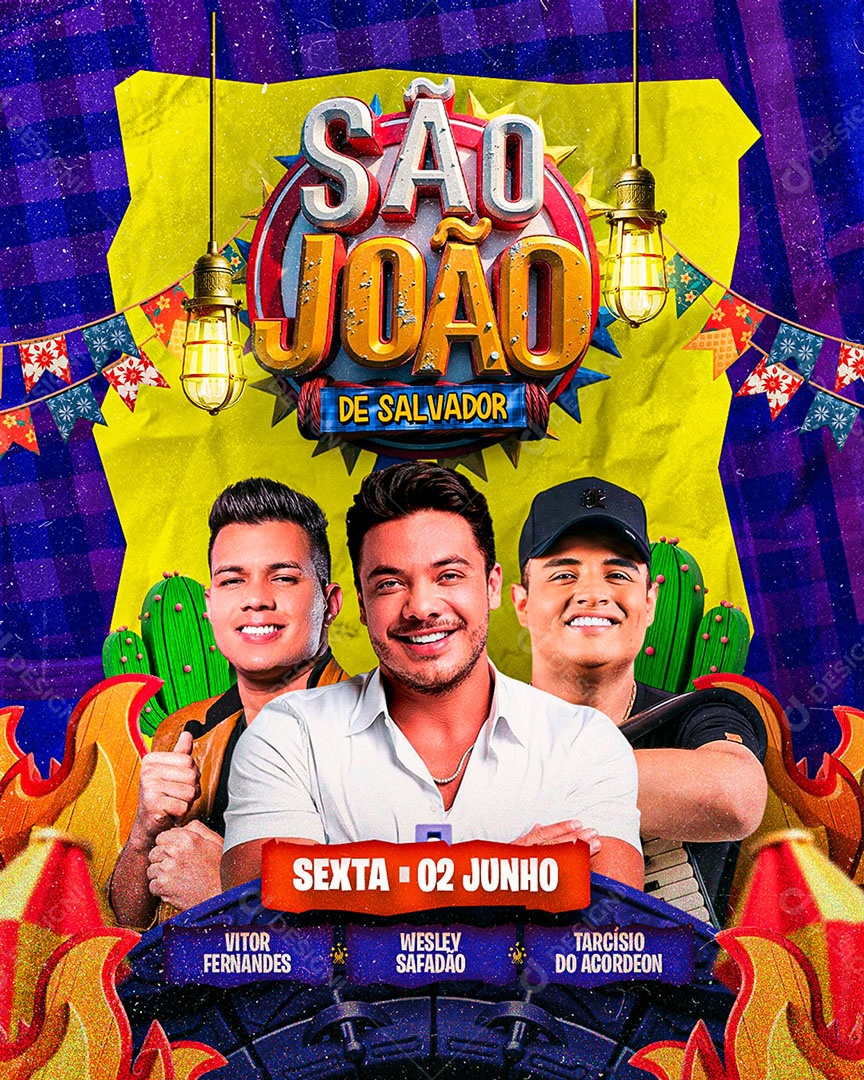Flyer São João de Salvador Social Media PSD Editável