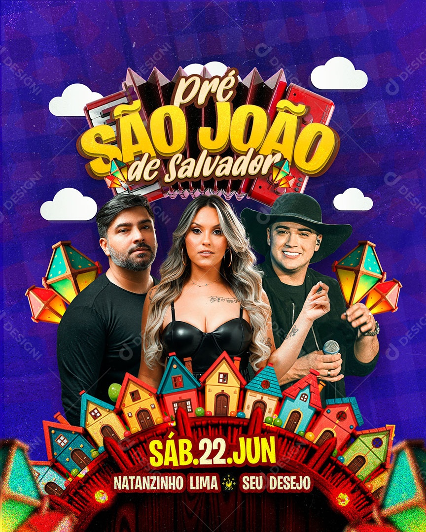 Flyer São João de Salvador Social Media PSD Editável