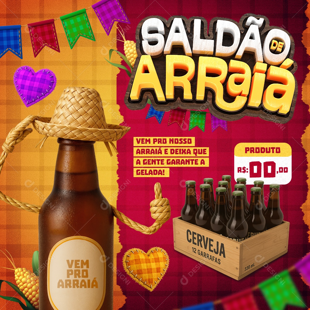 Saldão Arraia Supermercado Cerveja Social Media PSD Editável
