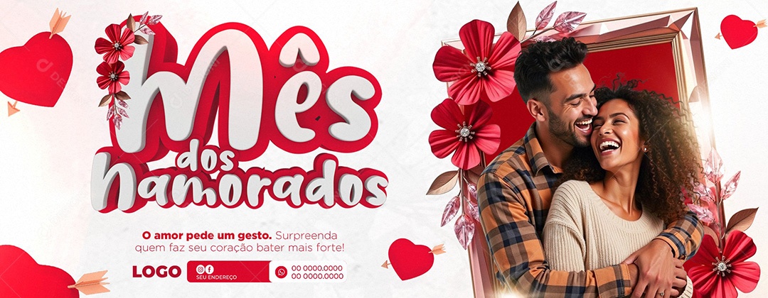 Banner Mês Dos Namorados Social Media PSD Editável