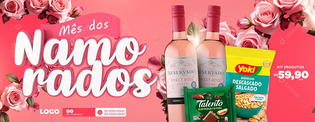 Banner Oferta Mês dos Namorados Social Media PSD Editável