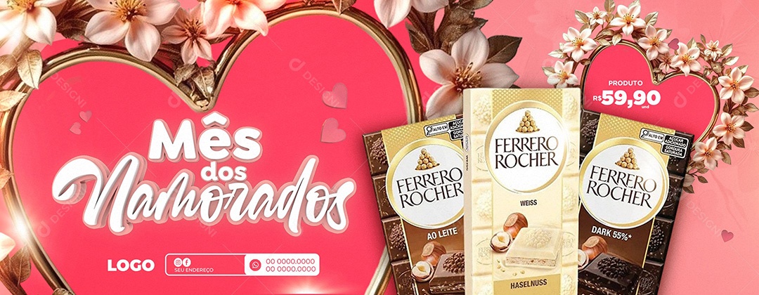 Banner Oferta Mês dos Namorados Social Media PSD Editável