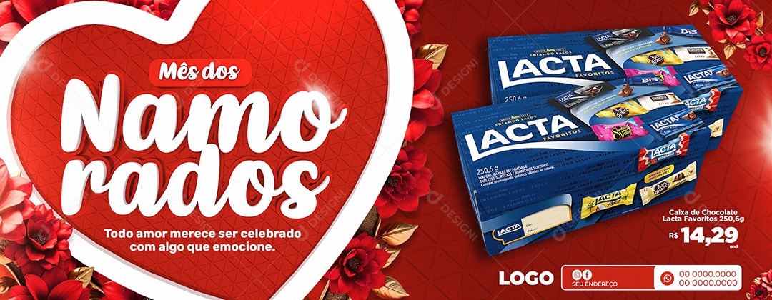Banner Oferta Mês dos Namorados Social Media PSD Editável