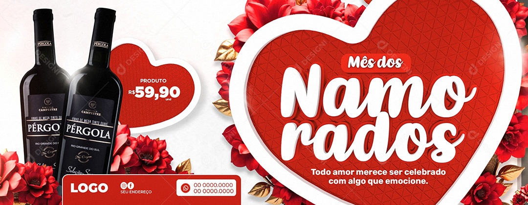 Banner Oferta Mês dos Namorados Social Media PSD Editável