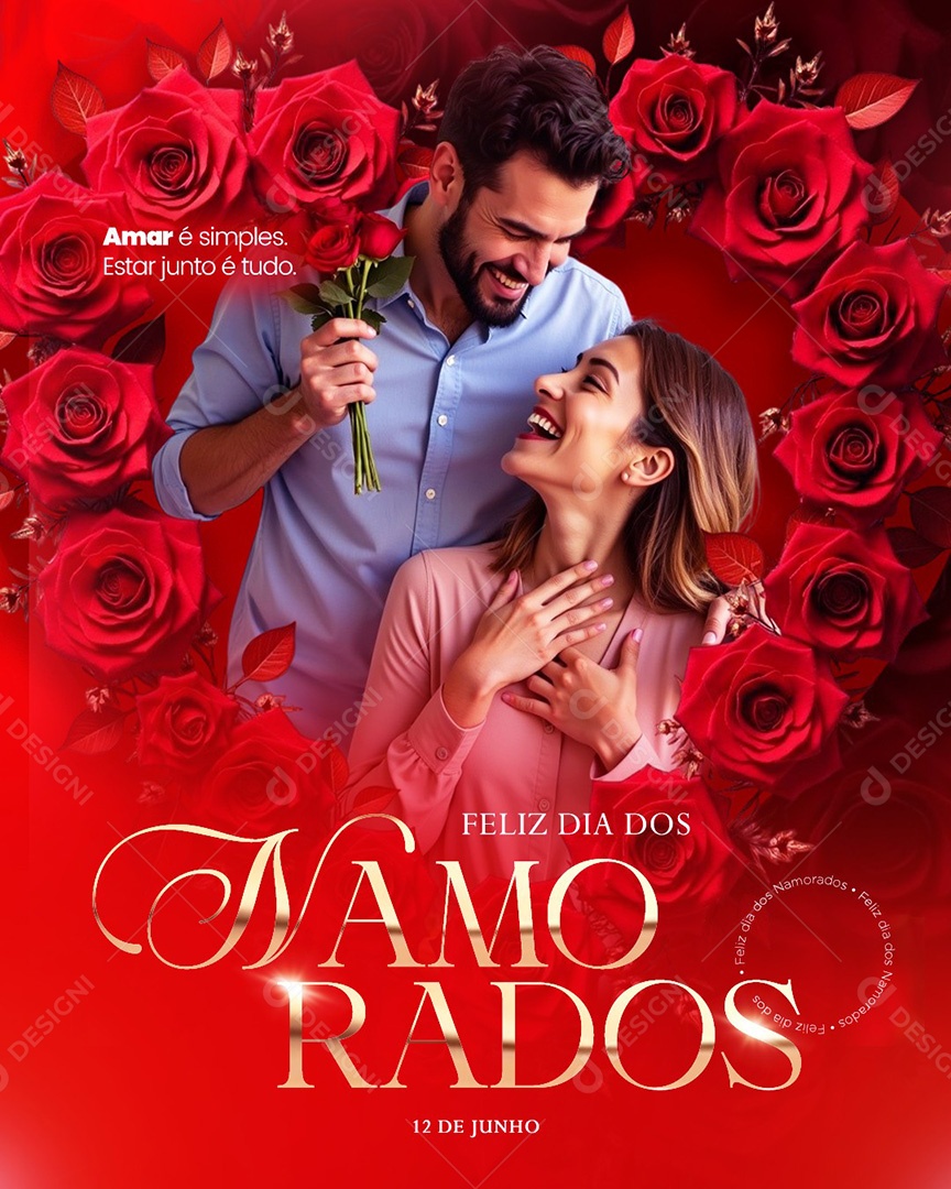 Post Feliz Dia dos Namorados Social Media PSD Editável