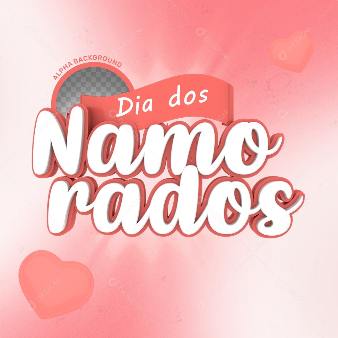 Selo 3D Dia dos Namorados Para Composição PSD