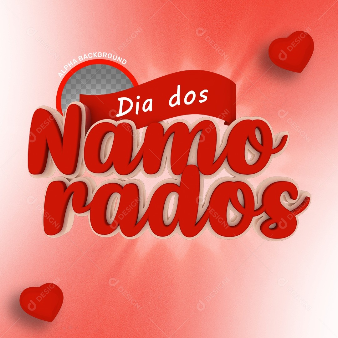 Selo 3D Dia dos Namorados Para Composição PSD