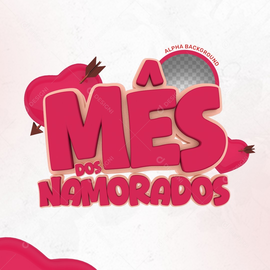 Selo 3D Mês dos Namorados Para Composição PSD