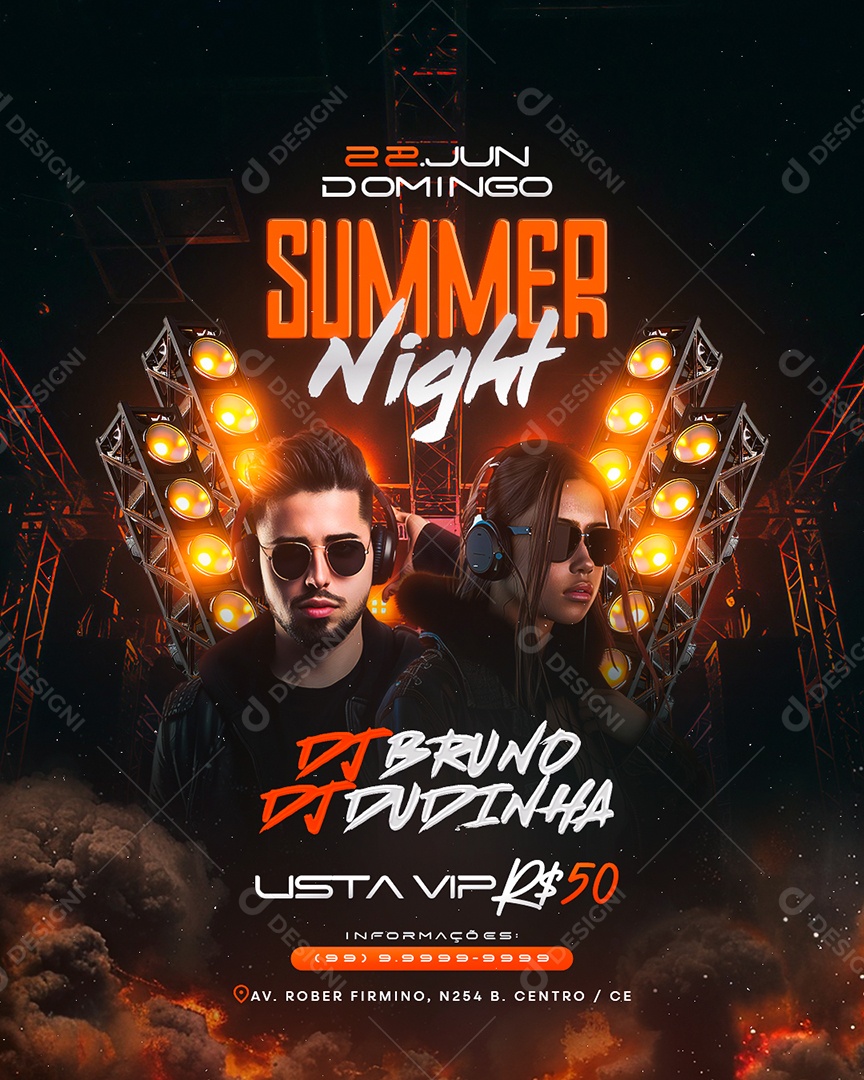 Flyer Summer Night Social Media PSD Editável