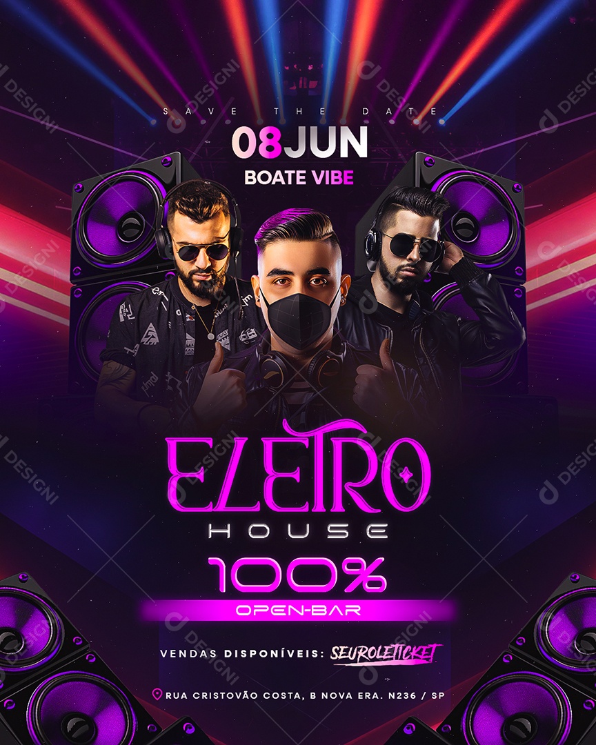 Flyer Eletro House Social Media PSD Editável