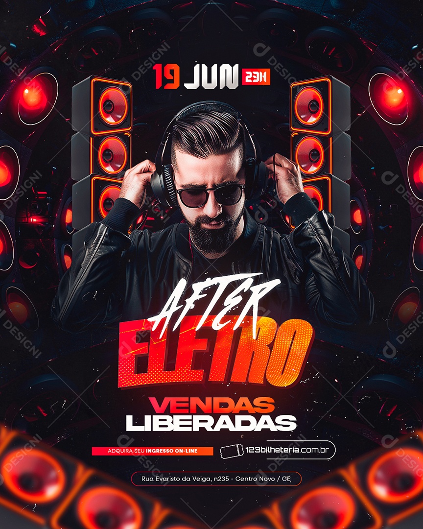 Flyer After Eletro Social Media PSD Editável