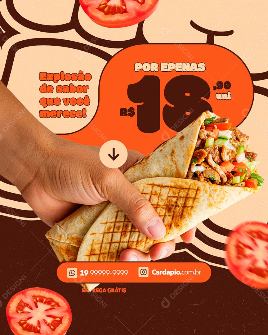 Shawarma Sabor Churras Social Media PSD Editável