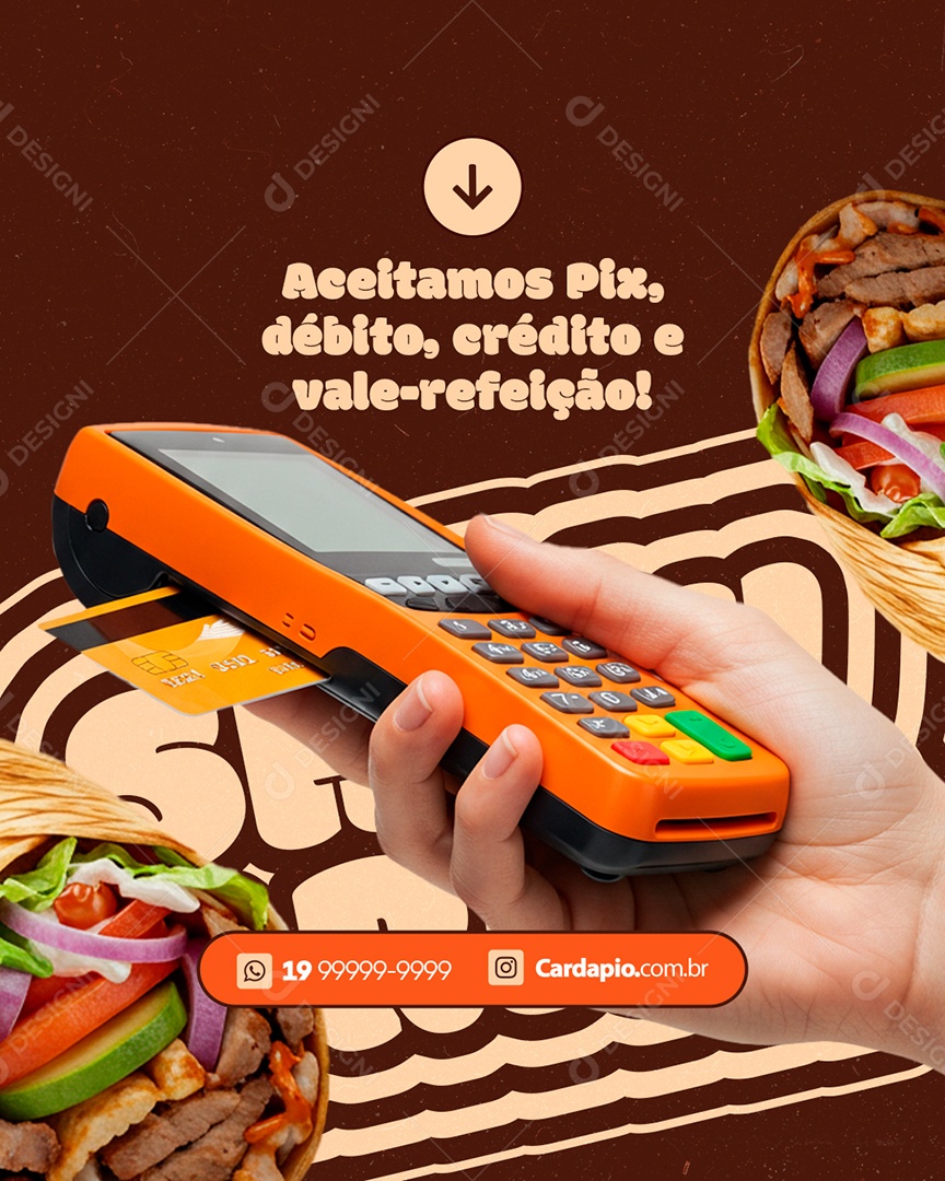 Shawarma Aceitamos Pix Social Media PSD Editável