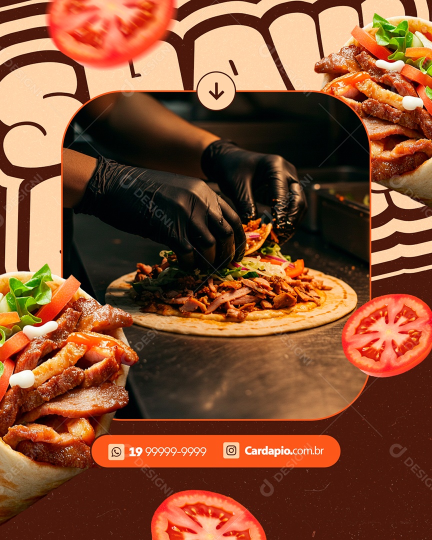 Shawarma Lanchonete Social Media PSD Editável