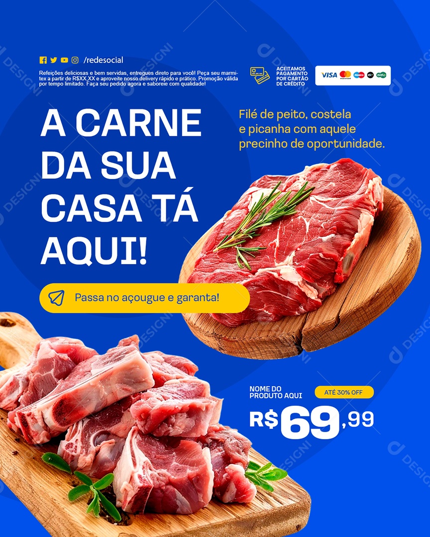 Supermercado A Carne da Sua Casa Tá Aqui Social Media PSD Editável