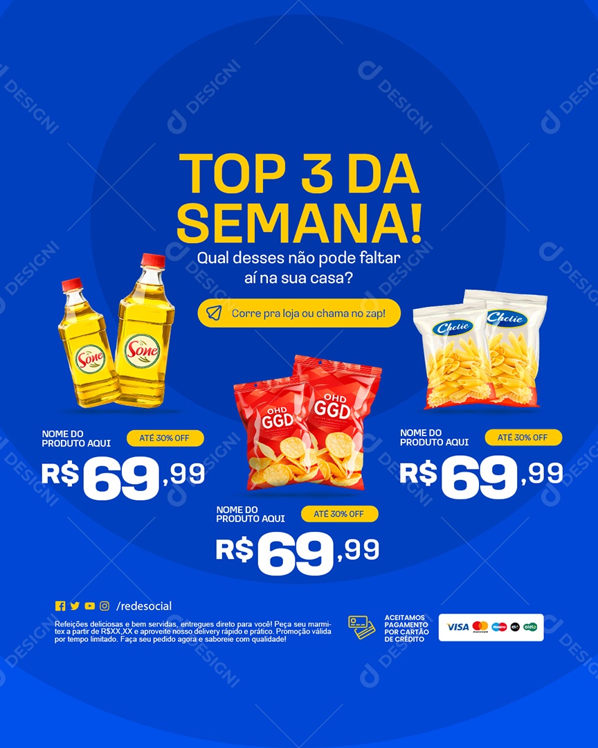 Supermercado Top Três da Semana Social Media PSD Editável