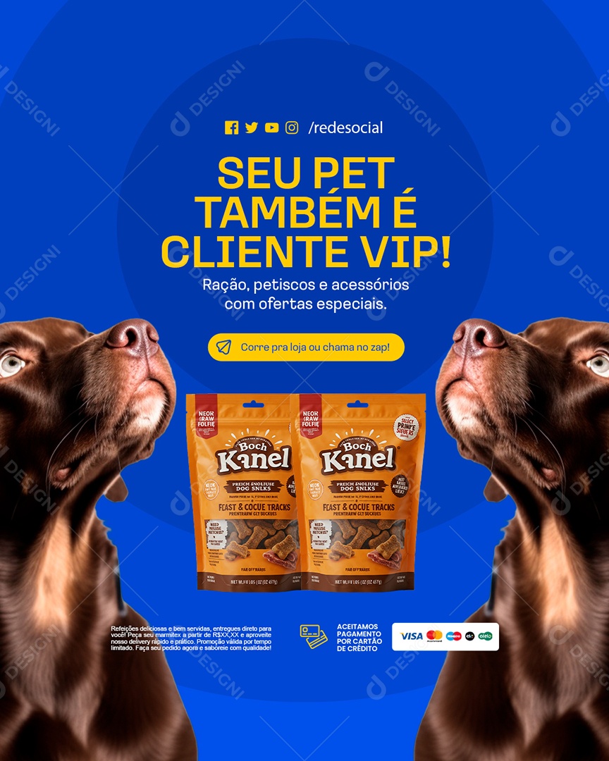 Supermercado Seu Pet Também é Cliente Vip Social Media PSD Editável