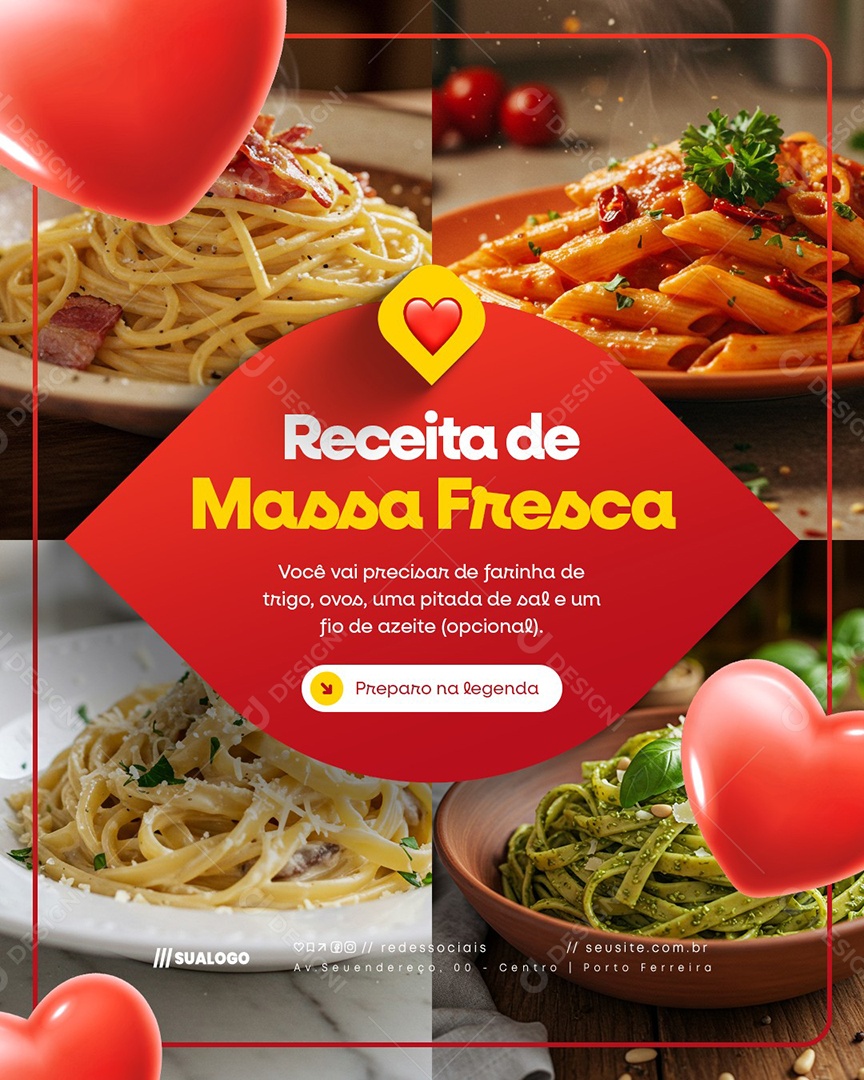 Receita de Massa Fresca Social Media PSD Editável