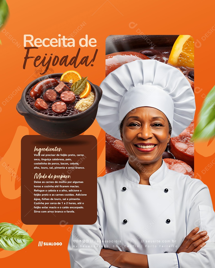 Receita de Feijoada Social Media PSD Editável