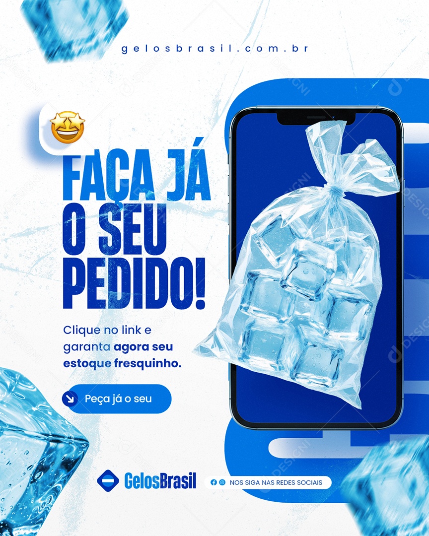 Loja de Gelo Faça Já o Seu Pedido Social Media PSD Editável