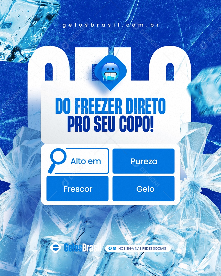 Loja de Gelo Do Freezer Direto pro Seu Copo Social Media PSD Editável