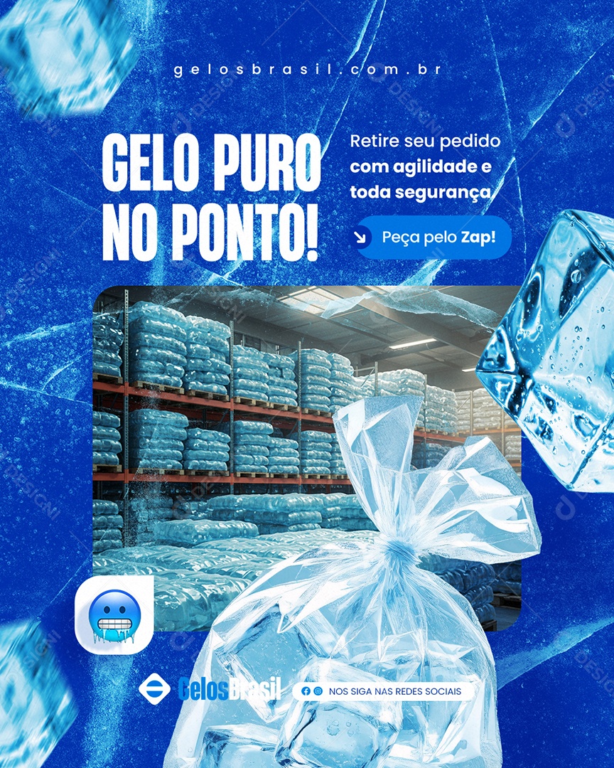 Loja de Gelo Puro no Ponto Social Media PSD Editável
