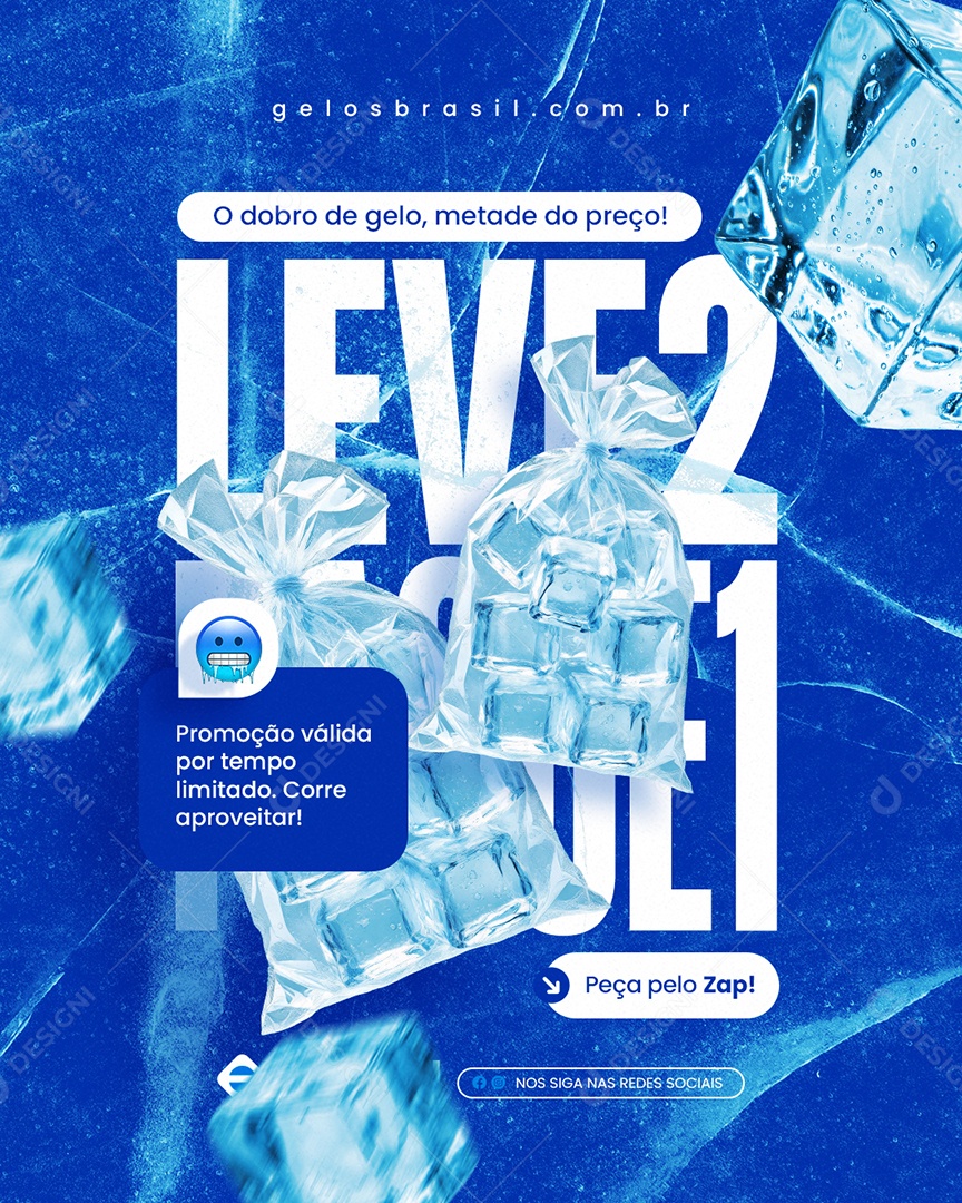 Loja de Gelo Leve Dois Pague Um Social Media PSD Editável