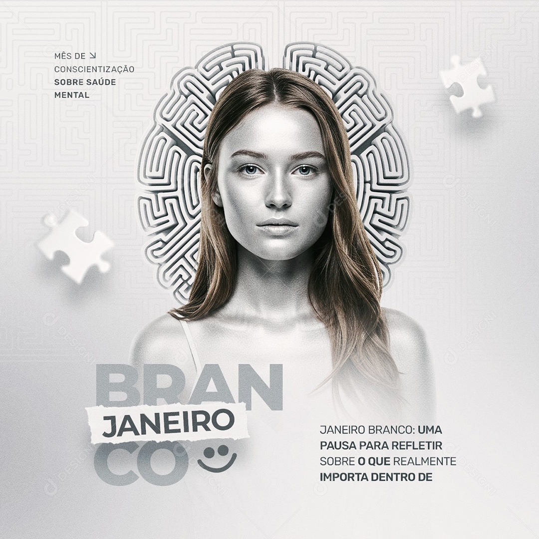 Janeiro Branco Mês de Conscientização à Saúde Mental Social Media PSD Editável