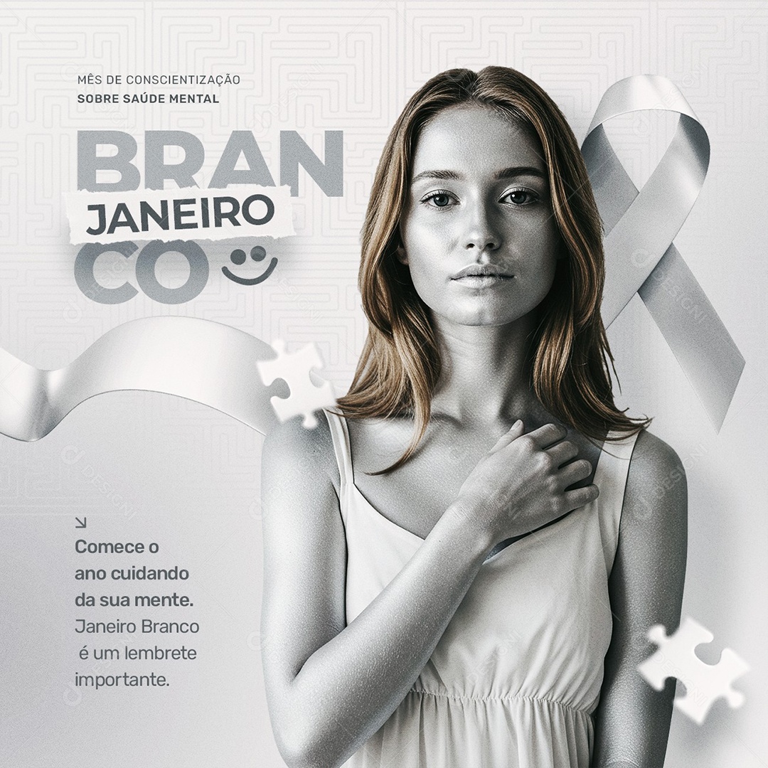 Janeiro Branco Mês de Conscientização à Saúde Mental Social Media PSD Editável