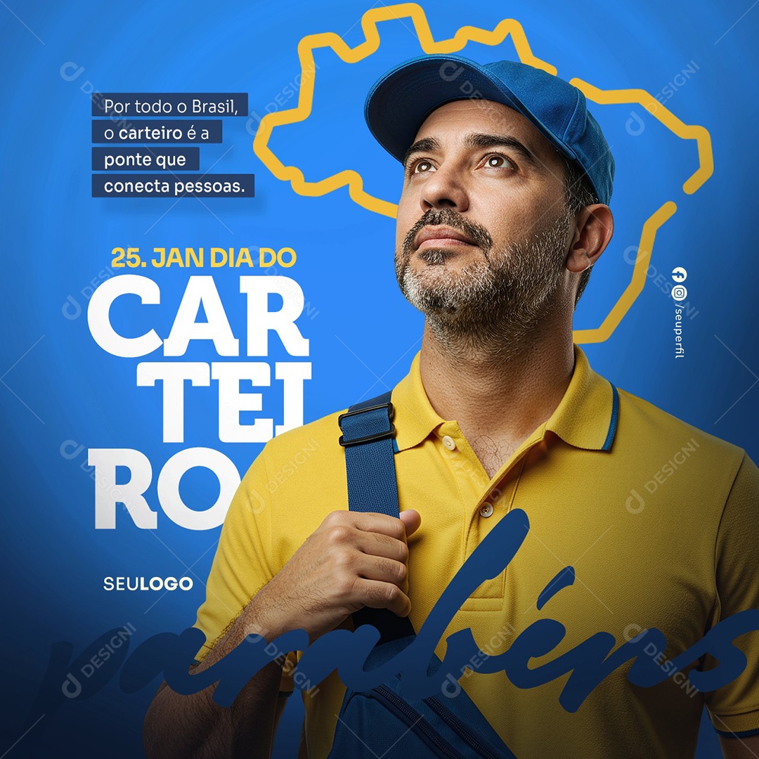 Dia do Carteiro 25 de Janeiro Social Media PSD Editável