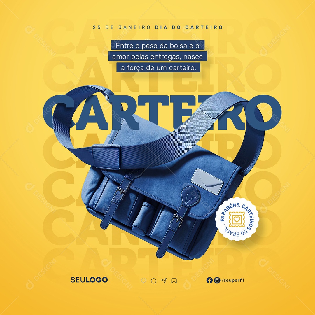 Dia do Carteiro 25 de Janeiro Social Media PSD Editável
