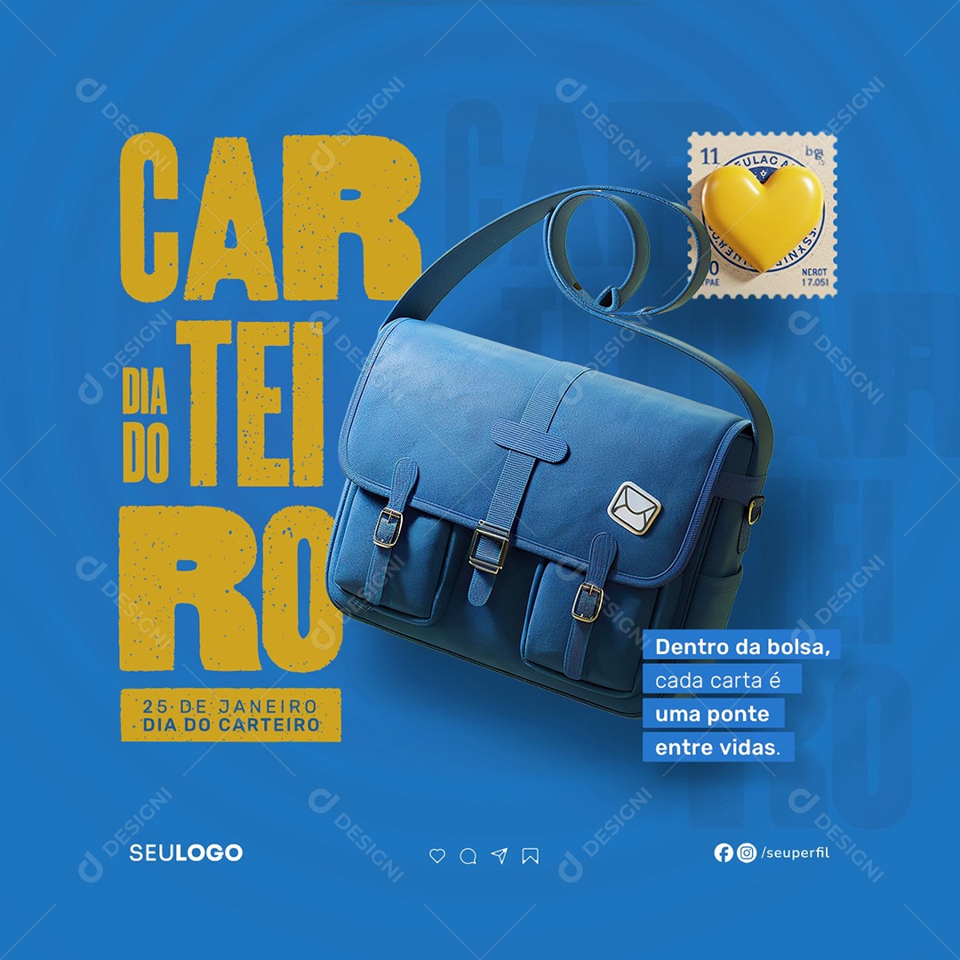 Dia do Carteiro 25 de Janeiro Social Media PSD Editável