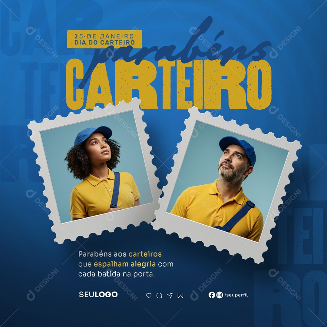 Dia do Carteiro 25 de Janeiro Social Media PSD Editável