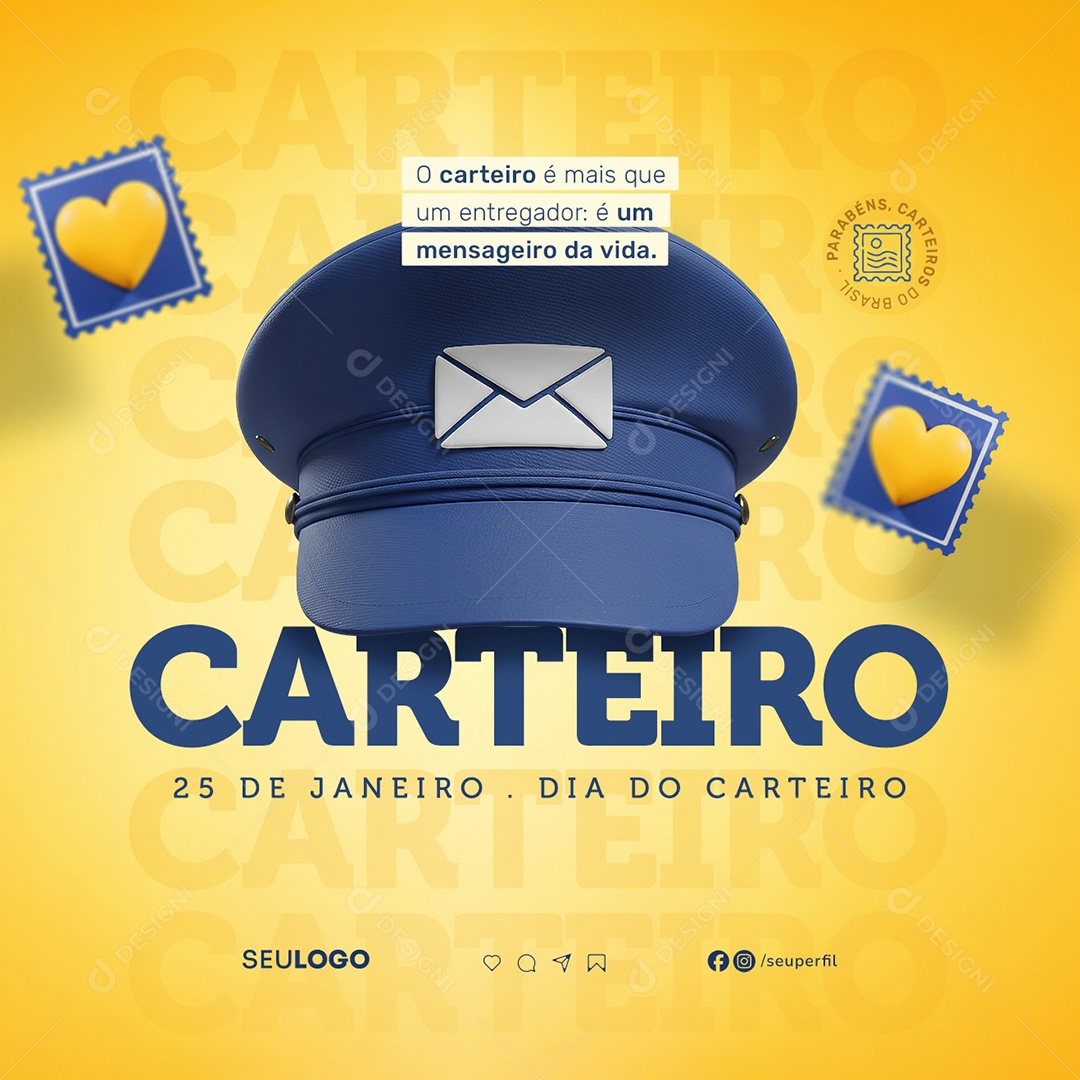 Dia do Carteiro 25 de Janeiro Social Media PSD Editável