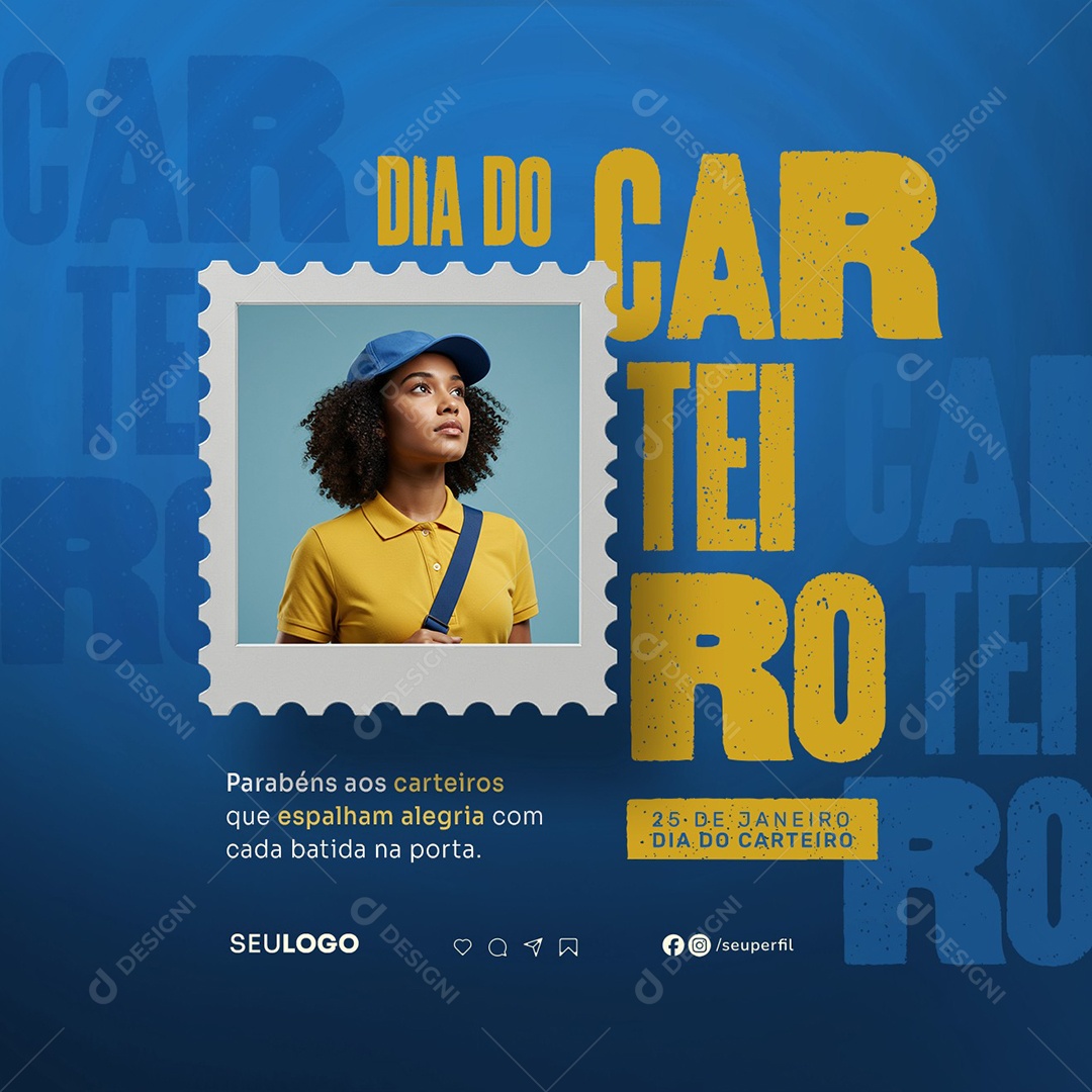 Dia do Carteiro 25 de Janeiro Social Media PSD Editável