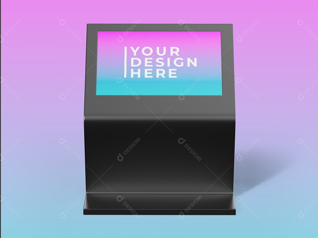 Tela Digital Quiosque Mockup Divulgação Informação Marca PSD Editável