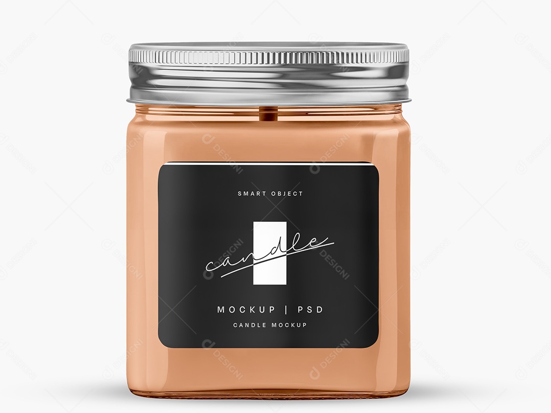 Vela de Vidro Mockup Frasco Etiqueta Aromática PSD Editável
