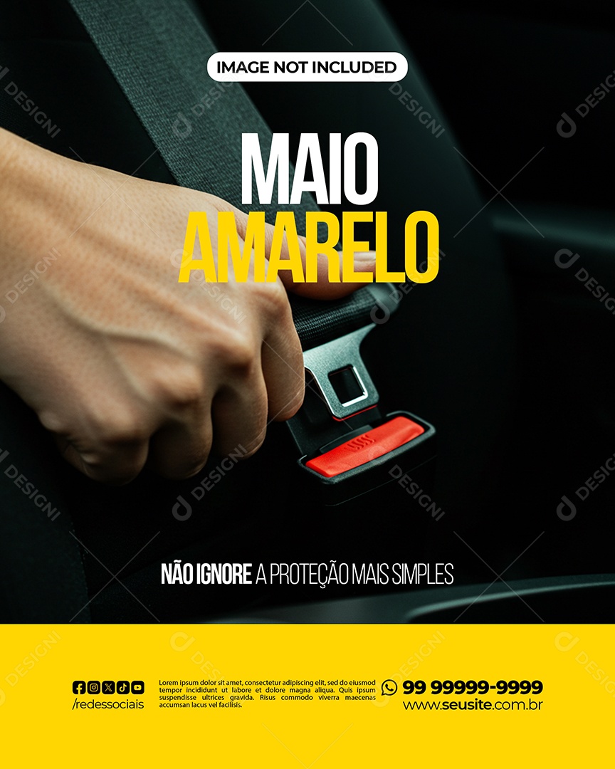 Maio Amarelo Não Ignore a Proteção Mais Simples Social Media PSD Editável