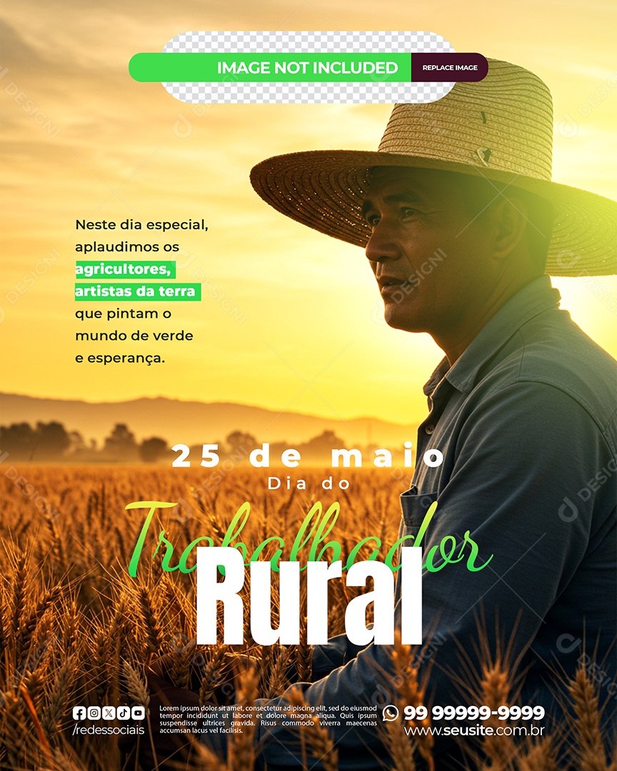 Dia do Trabalhador Rural 25 de Maio Social Media PSD Editável
