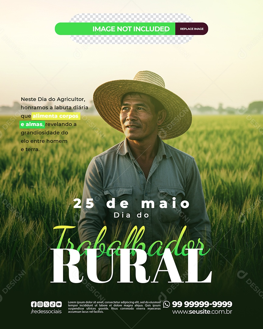 Dia do Trabalhador Rural 25 de Maio Social Media PSD Editável