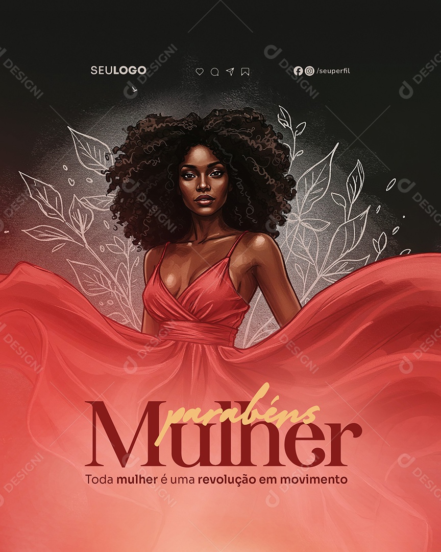 Feliz Dia Das Mulheres 08 de Março Social Media PSD Editável