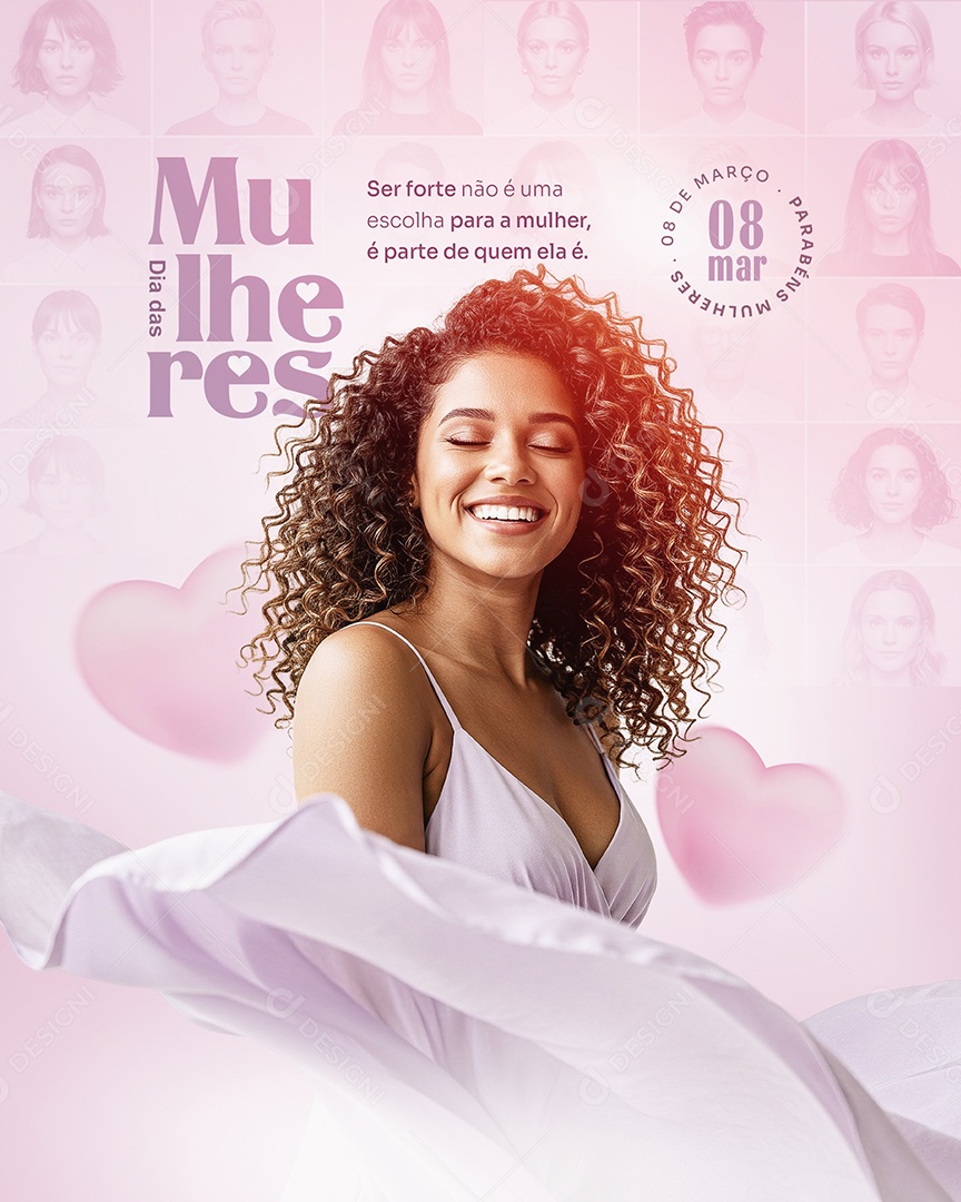 Feliz Dia Das Mulheres 08 de Março Social Media PSD Editável