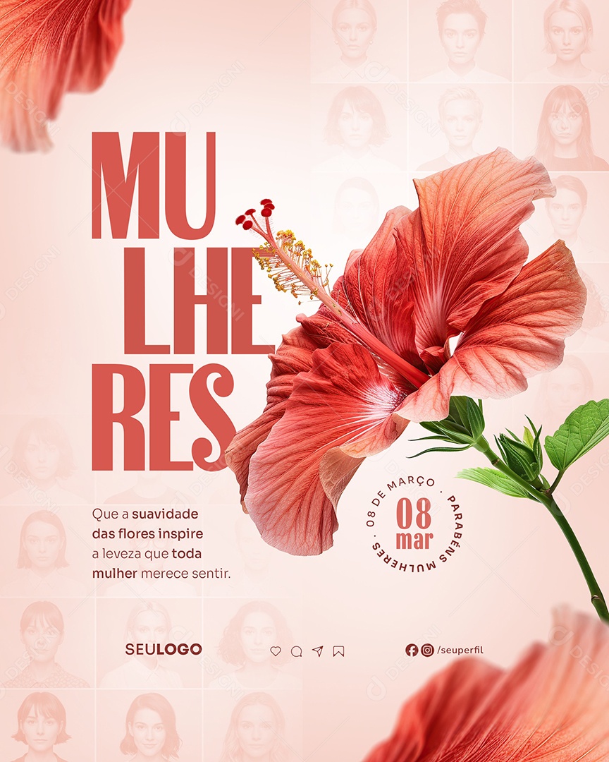 Feliz Dia Das Mulheres 08 de Março Social Media PSD Editável